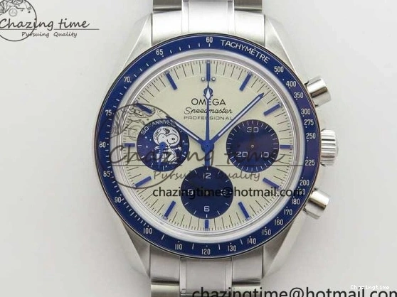 0211 Speedmaster SS Snoopy Apollo OMF Best Edition White Dial on SS Bracelet Venus EasyCare 7877